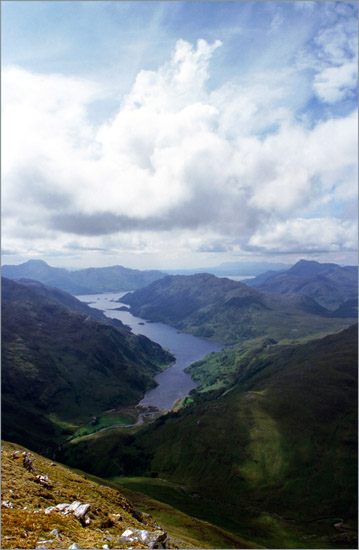 Looking way out West over Loch Hourn, coming down Sgurr a'Mhaoraich Beag