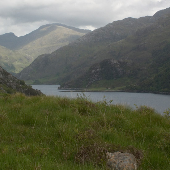 Zoom: Looking over Loch Hourn toward Runeval from above Caolasmor
