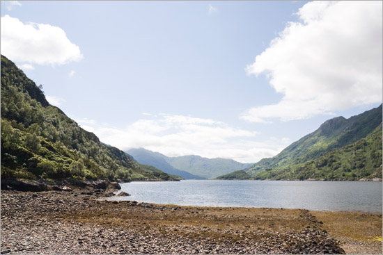 A summer afternoon's view West over Loch Hourn from Runeval